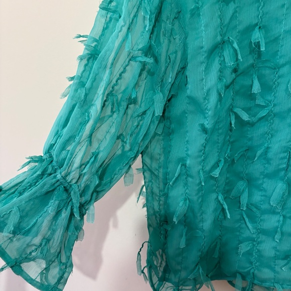 Zara Teal Textured Top (3 for $75) - Picture 3 of 3